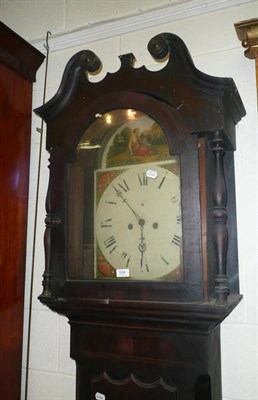 Lot 594 - A Victorian mahogany eight day longcase clock with painted dial (distressed condition)