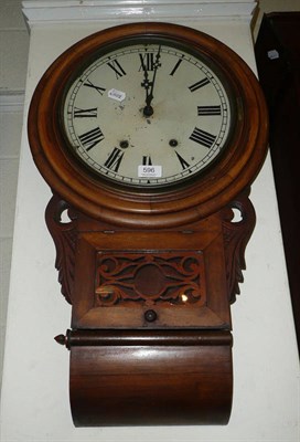 Lot 596 - A 19th century Walnut drop dial wall clock