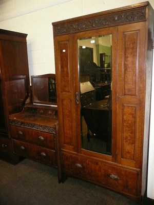 Lot 603 - A light oak and pollard oak bedroom suite, comprising single mirrored wardrobe and dressing...