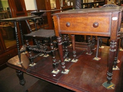 Lot 618 - A 19th century small oak side table with frieze drawer, an oak occasional table, a cane seat...