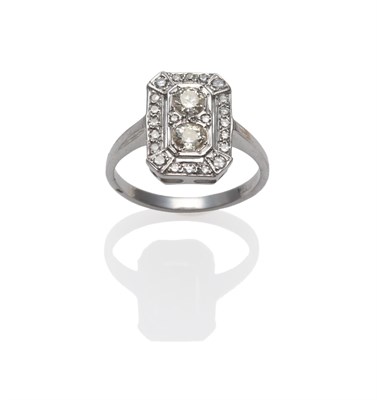 Lot 258 - An Art Deco Style Diamond Ring, the plaque set with old cut diamonds and eight-cut diamonds, in...