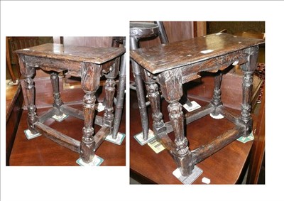 Lot 644 - Pair of oak joint stools