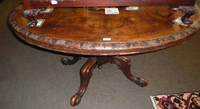 Lot 661 - A Victorian walnut oval table with inlaid decoration