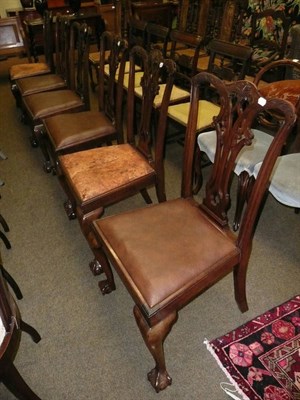 Lot 687 - Set of six Chippendale style chairs