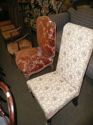 Lot 691 - French dining chair, nursing chair and an early 19th century rush-seated chair