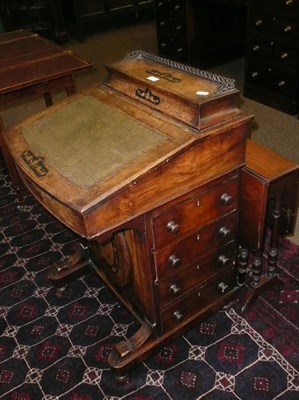 Lot 697 - A Victorian walnut Davenport and an Edwardian walnut Sutherland table