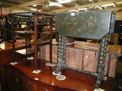 Lot 723 - Mahogany table (possibly by T W Godwin) and a lacquered Anglo-Japanese table circa 1880