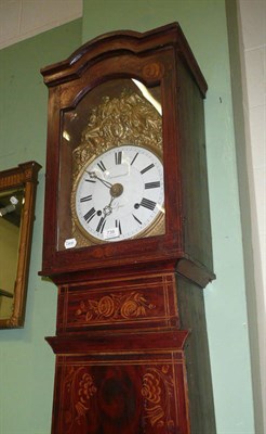 Lot 739 - French provincial longcase clock with brass and enamel dial