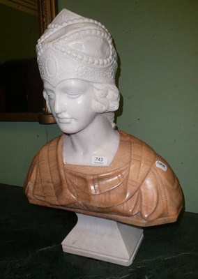 Lot 743 - Marble bust of a young woman