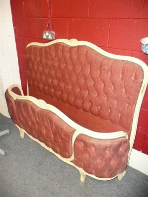 Lot 891 - A French pink velvet and cream painted bedstead