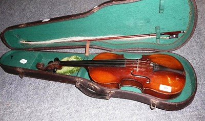 Lot 49 - Cased violin and bow