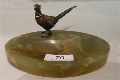 Lot 70 - An Austrian cold-painted bronze pheasant on an onyx base