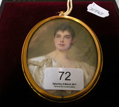 Lot 72 - Oval miniature of Olga Dixon of Chapel House, Staveley-in-Cartmel, signed Alice Mott