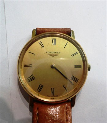 Lot 107 - A steel and gold plated wristwatch signed Longines