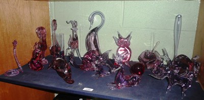 Lot 130 - Collection of Murano glass animals (shelf)