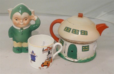 Lot 159 - A Shelley Mabel Lucie Atwell teapot (a.f.), an Elf jug and a Shelley mug