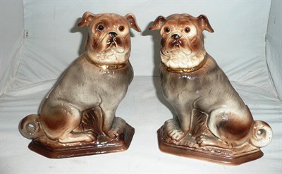 Lot 161 - A pair of Staffordshire figures of pugs (one a.f.)
