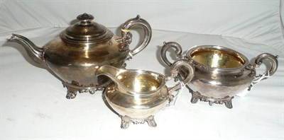 Lot 179 - Three piece silver tea set, London 1833/37, gross weight all in 41.5oz