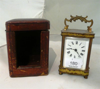 Lot 180 - Brass carriage clock in fitted case