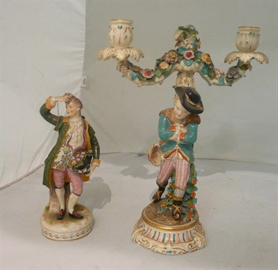 Lot 181 - 19th century Continental figure and a figural candelabra (a.f.)