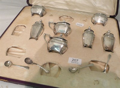 Lot 207 - Cased part silver condiments