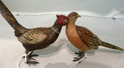 Lot 215 - A pair of Austrian cold-painted bronze pheasants