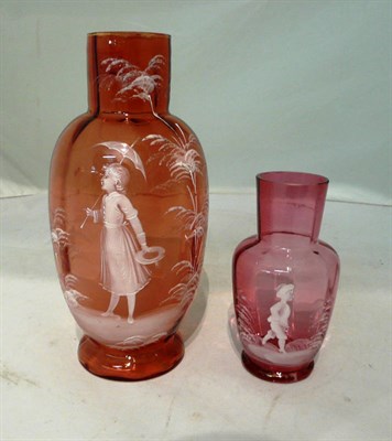 Lot 221 - Two Mary Gregory glass vases (2)