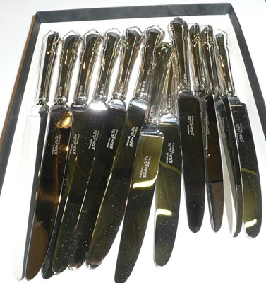 Lot 248 - Set of silver-handled dinner knives and a set of six silver-handled dessert knives