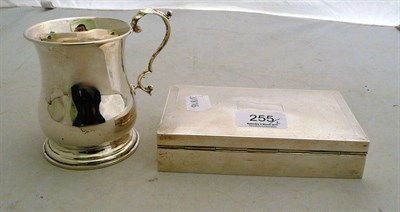 Lot 255 - Silver mug and a silver cigarette box