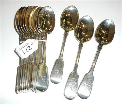 Lot 271 - Fourteen silver dessert spoons 22oz approximately