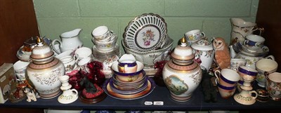 Lot 297 - Shelf of decorative ceramics, including pair of Kaiser vases, tea wares etc