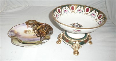 Lot 314 - A Noritake pedestal bowl with stand and a Noritake hand-painted bowl