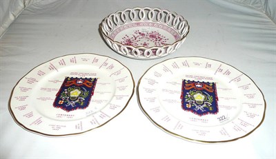 Lot 322 - Two Masonic plates and a Herend pierced side bowl