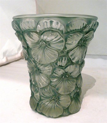 Lot 329 - A Lalique style vase mounted with pansies and stained green