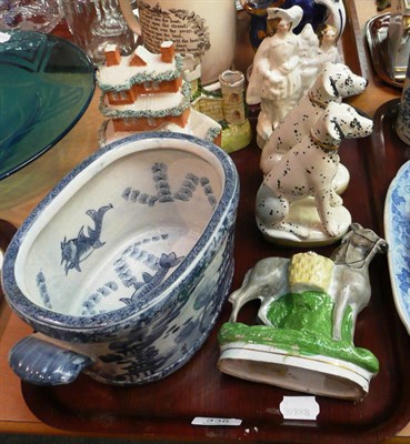 Lot 338 - A Tray of assorted pottery incl Staffordshire ornaments.