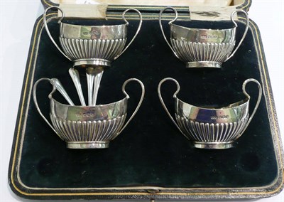 Lot 366 - Cased set of silver salts WITH SPOONS