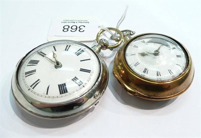 Lot 368 - A silver pair cased verge pocket watch and a gilt metal pair cased verge pocket watch with...