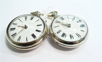 Lot 379 - Two silver pair cased verge pocket watches