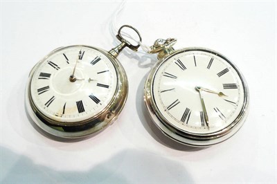 Lot 386 - Two silver pair cased verge pocket watches