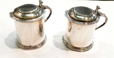 Lot 391 - A pair of silver cylindrical mustards