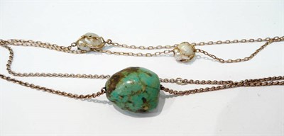 Lot 404 - A baroque pearl necklace and a turquoise necklace