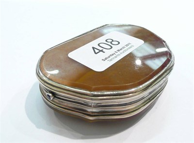 Lot 408 - An agate and white metal twin compartment compact