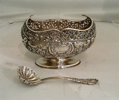 Lot 419 - Silver pedestal bowl and silver sifting spoon