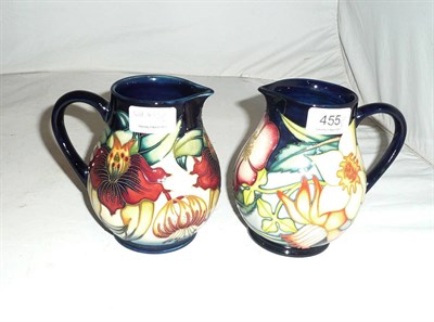 Lot 455 - A Moorcroft 'Anna Lily' jug designed by Nicola Slaney, numbered 86, seconds (boxed) and a Moorcroft