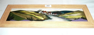 Lot 457 - A Moorcroft plaque decorated with farm in a landscape designed by Kerry Goodwin (boxed)