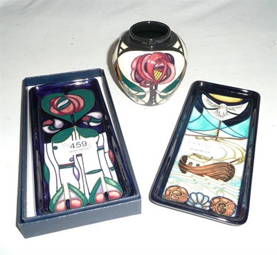 Lot 459 - A Moorcroft 'Melody' vase designed by Sian Leeper (boxed), a Moorcroft 'A Tribute To Charles Rennie