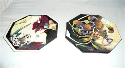 Lot 465 - A Moorcroft 'Medley' octagonal plate signed by 8 designers (boxed) and a Moorcroft...