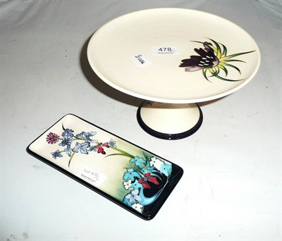 Lot 478 - Moorcroft trial comport and a Moorcroft trial rectangular dish