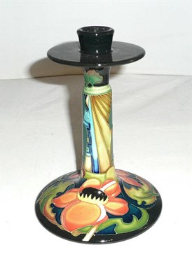 Lot 487 - A Moorcroft 'Ryden Fields' 850/7 candlestick