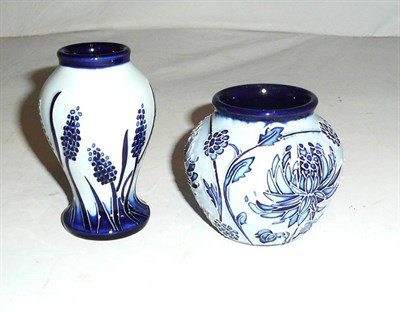 Lot 500 - A Moorcroft 'Chrysanthemum' miniature vase and a Moorcroft 'Windrush' miniature vase